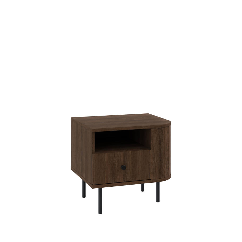 Szafka Nocna OVALIO 59cm Dąb Dunin – Ryflowana z Szufladą, Prawa/Lewa