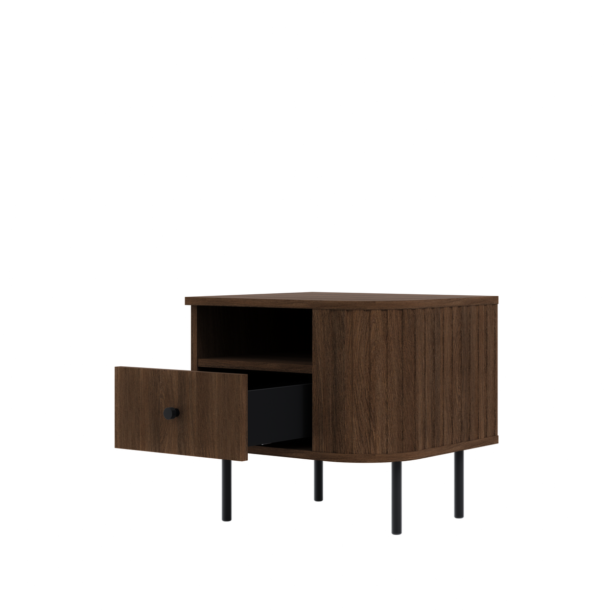 Szafka Nocna OVALIO 59cm Dąb Dunin – Ryflowana z Szufladą, Prawa/Lewa