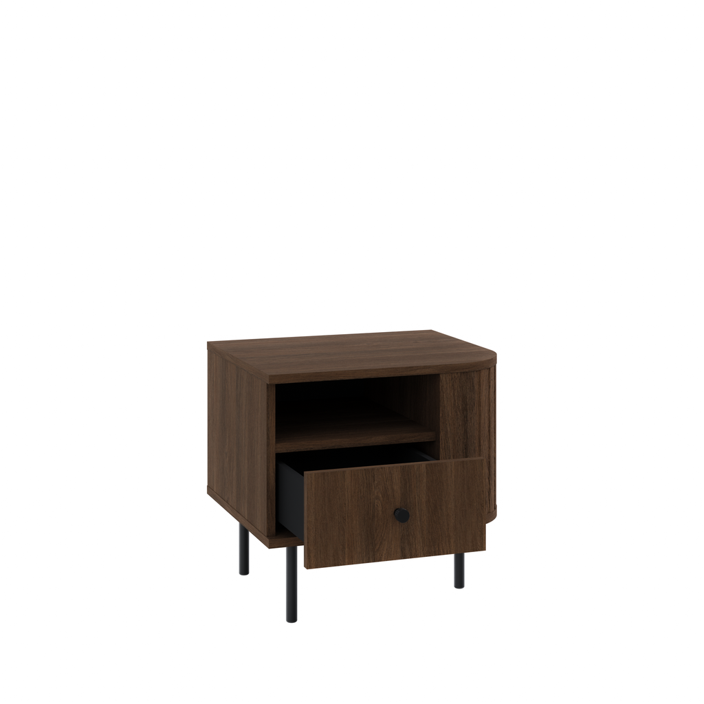Szafka Nocna OVALIO 59cm Dąb Dunin – Ryflowana z Szufladą, Prawa/Lewa