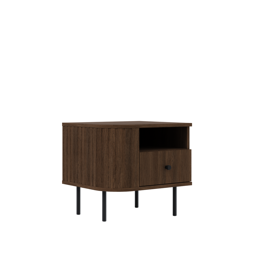 Szafka Nocna OVALIO 59cm Dąb Dunin – Ryflowana z Szufladą, Prawa/Lewa