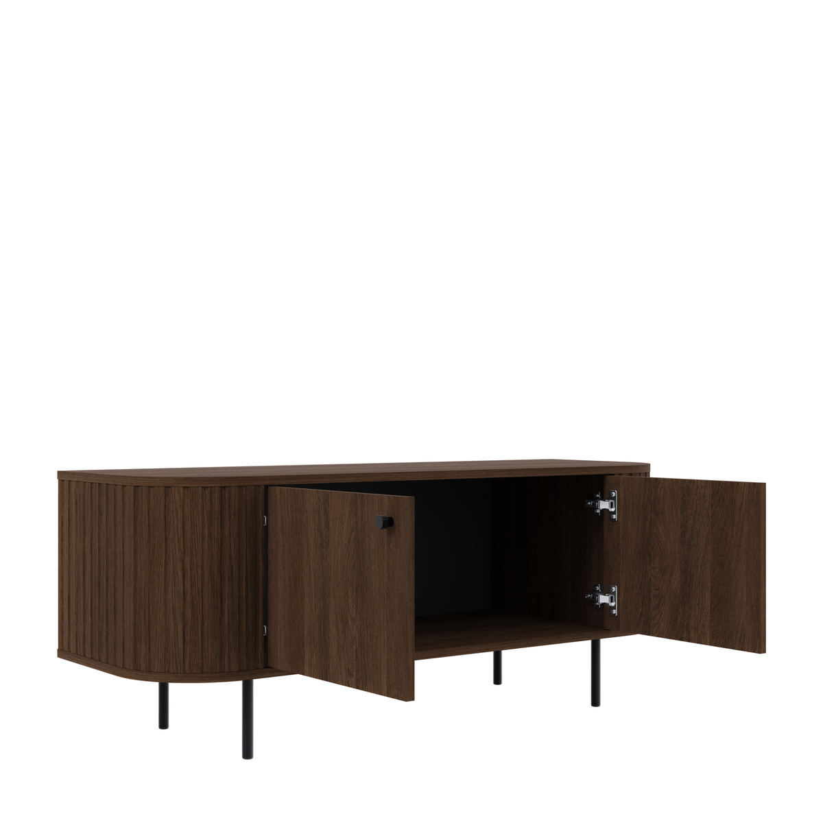 Szafka RTV OVALIO 123cm Dąb Dunin – Ryflowana z Czarnymi Nogami