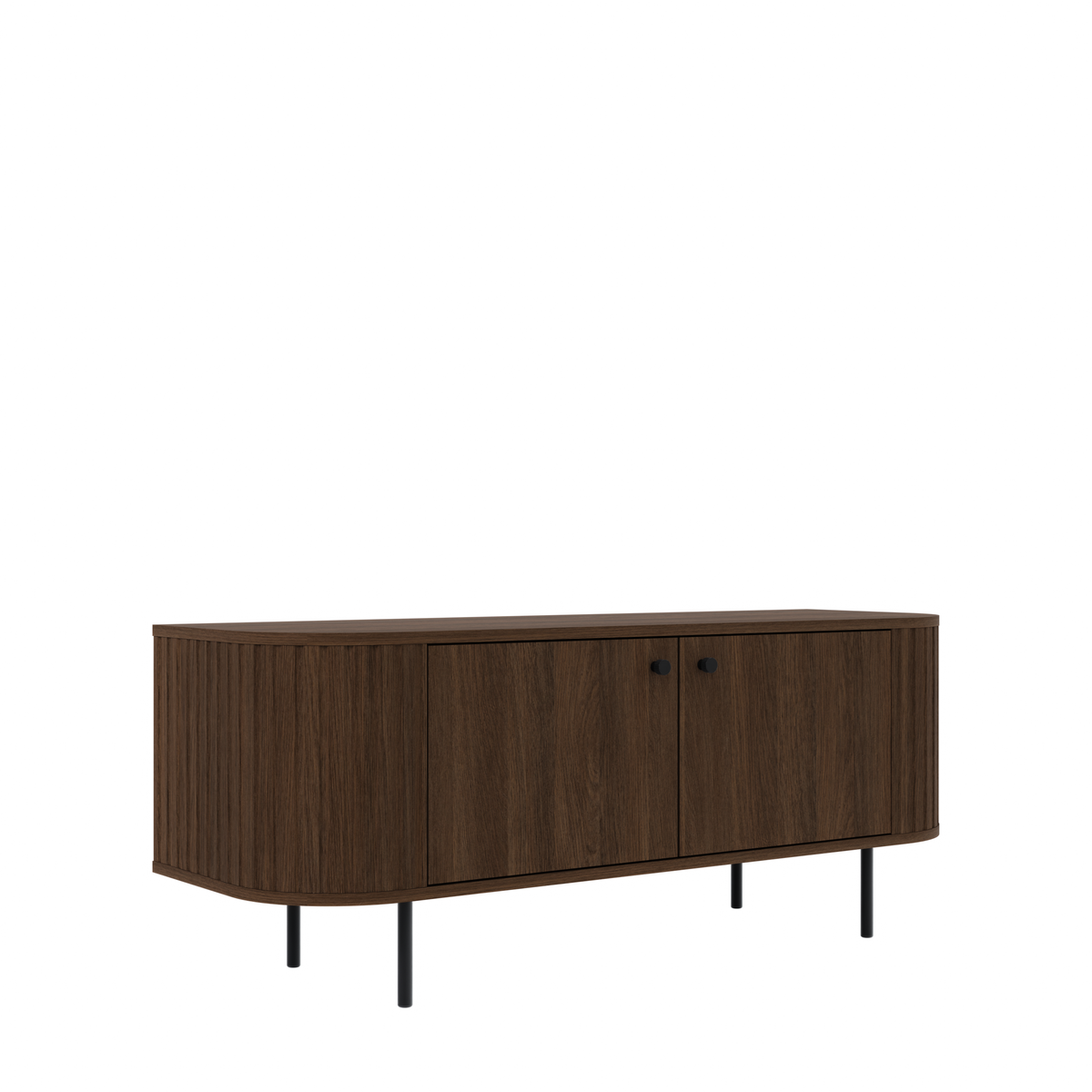 Szafka RTV OVALIO 123cm Dąb Dunin – Ryflowana z Czarnymi Nogami