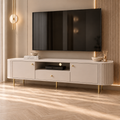 Szafka RTV OVALIO 180cm Beż Piaskowy – Ryflowana z Szufladą