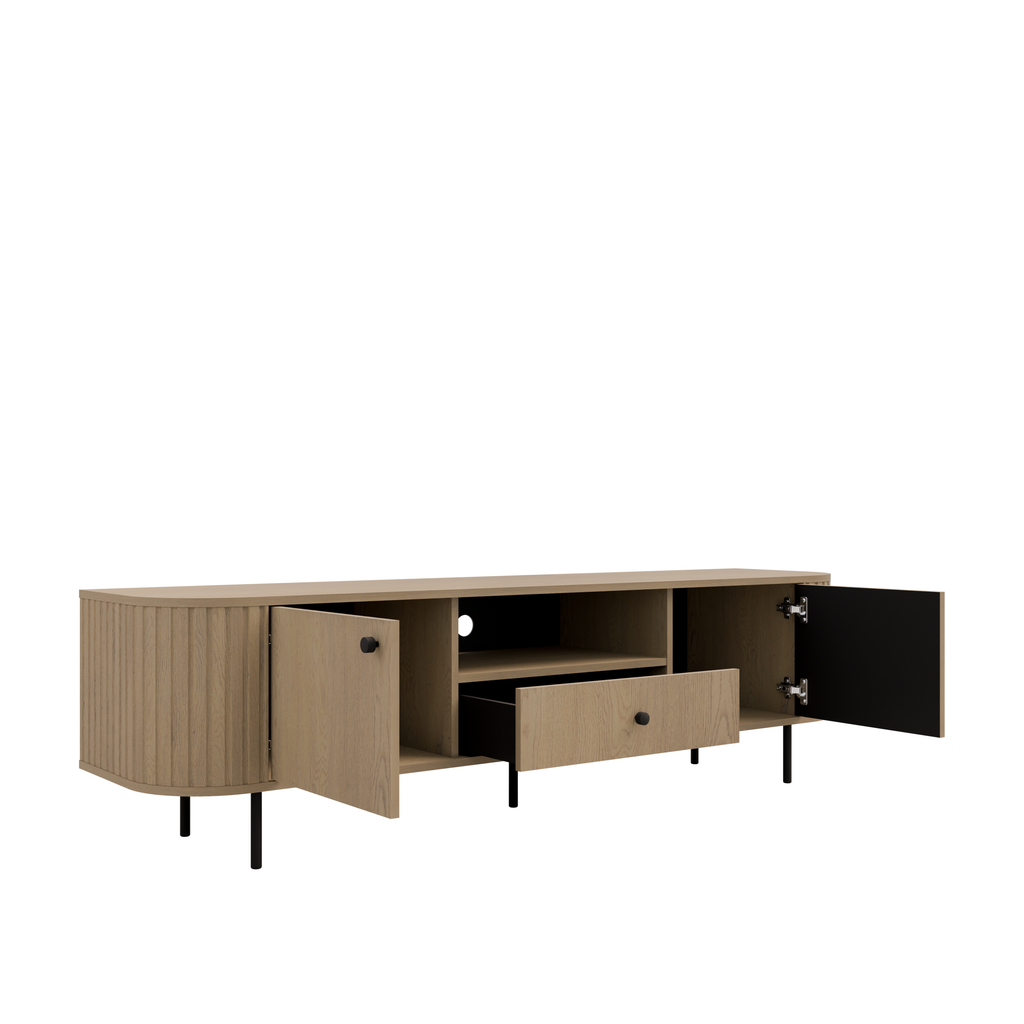 Szafka RTV OVALIO 180cm Dąb Cremona – Ryflowana z Szufladą