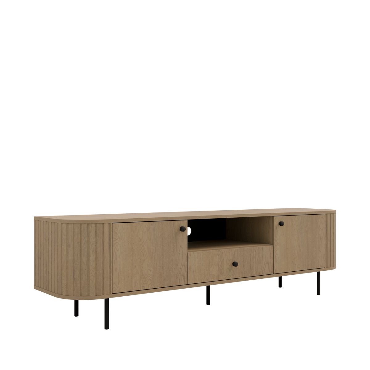 Szafka RTV OVALIO 180cm Dąb Cremona – Ryflowana z Szufladą