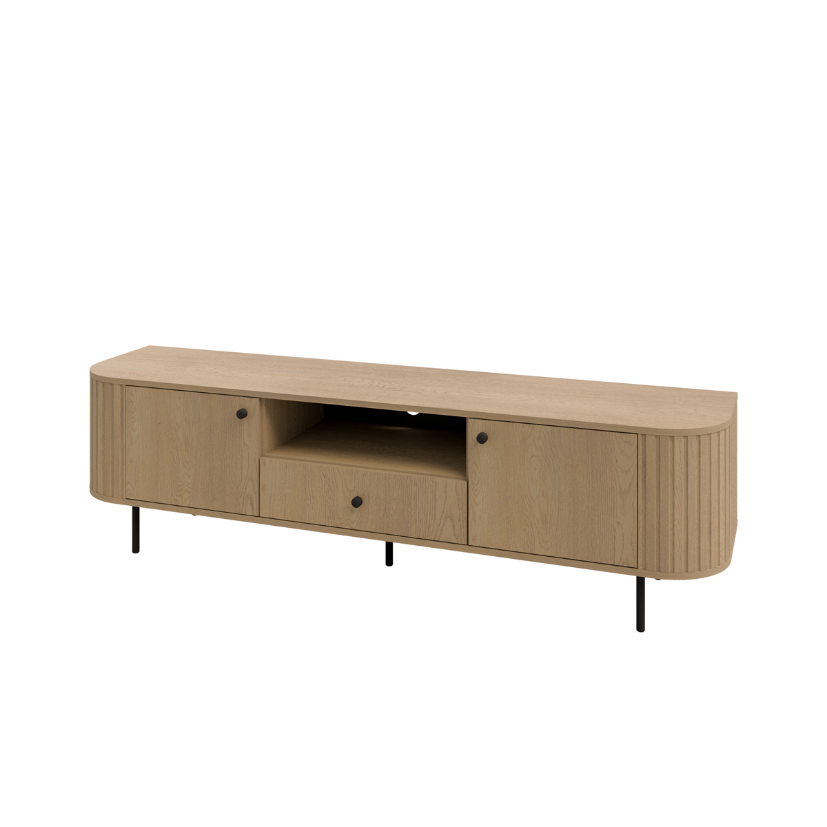 Szafka RTV OVALIO 180cm Dąb Cremona – Ryflowana z Szufladą