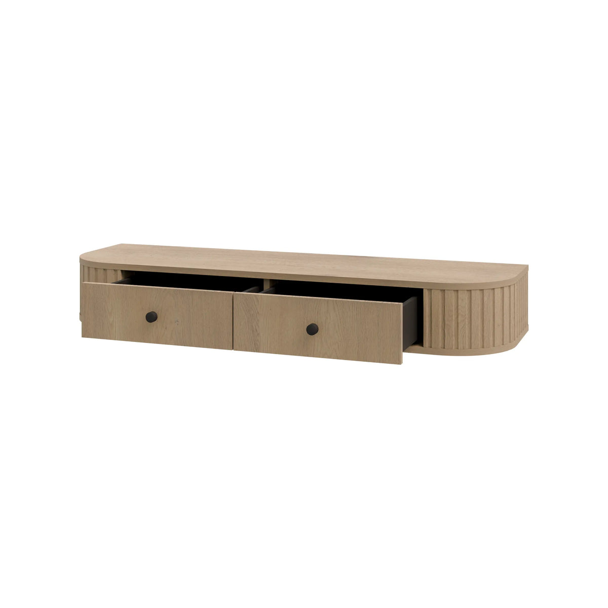 Toaletka Wisząca OVALIO 123cm Dąb Cremona – Ryflowana z Szufladami Milo Furniture