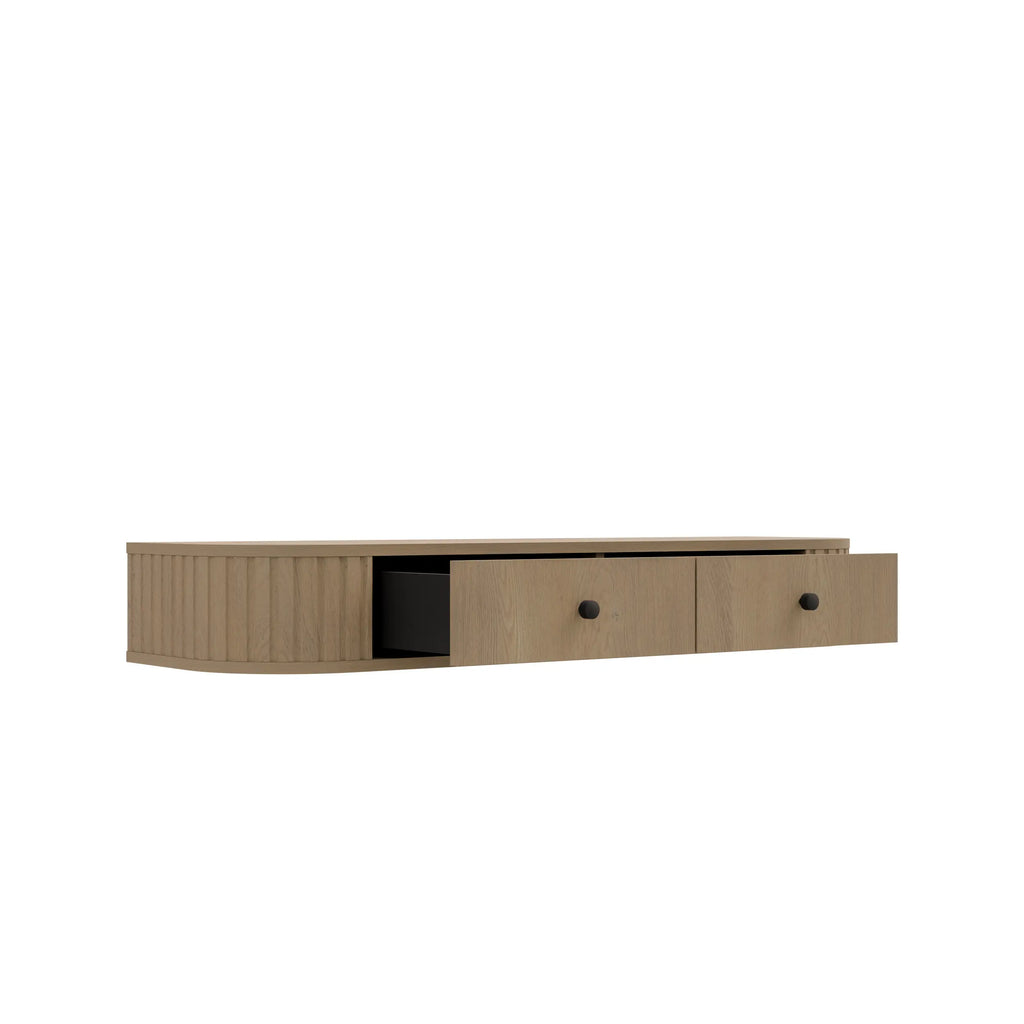 Toaletka Wisząca OVALIO 123cm Dąb Cremona – Ryflowana z Szufladami Milo Furniture