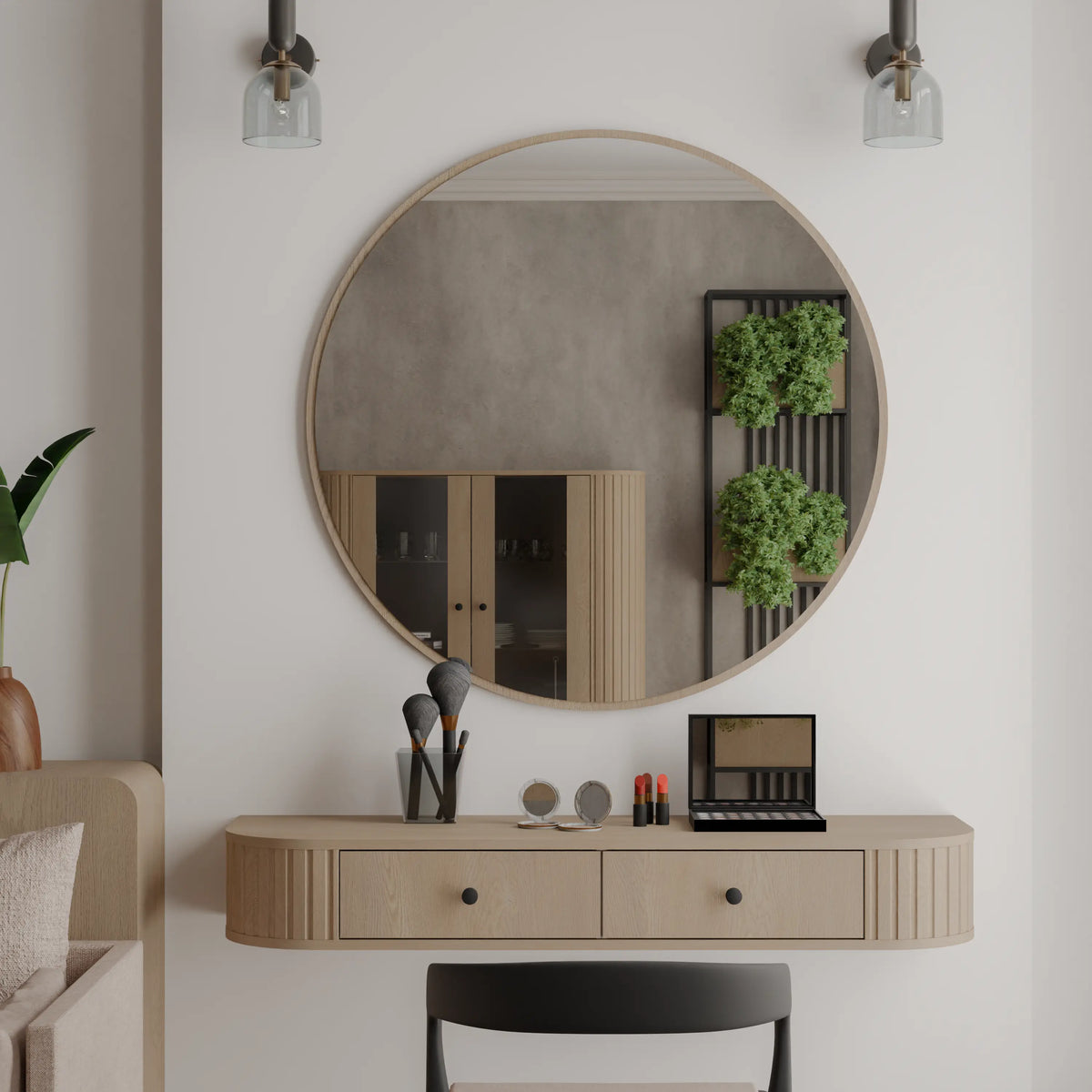 Toaletka Wisząca OVALIO 123cm Dąb Cremona – Ryflowana z Szufladami Milo Furniture