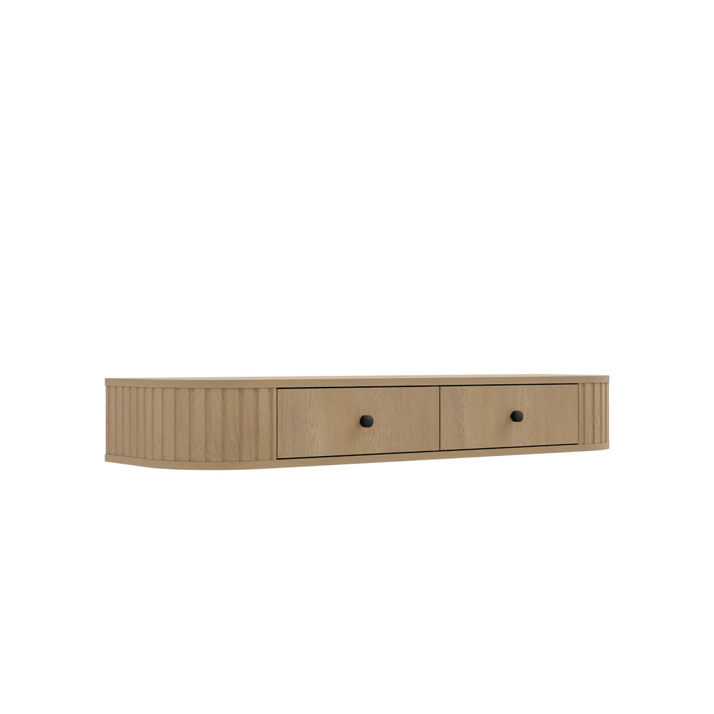 Toaletka Wisząca OVALIO 123cm Dąb Cremona – Ryflowana z Szufladami Milo Furniture