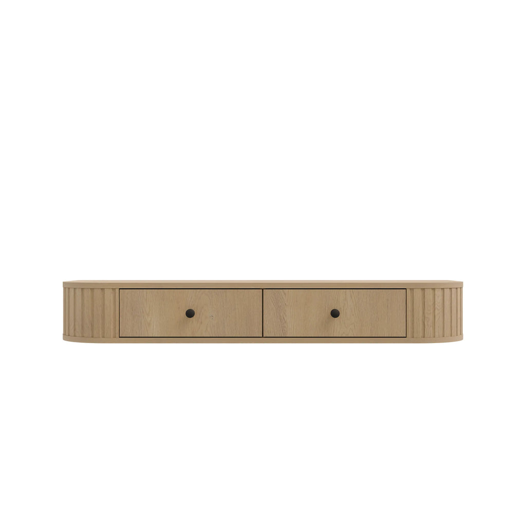 Toaletka Wisząca OVALIO 123cm Dąb Cremona – Ryflowana z Szufladami Milo Furniture