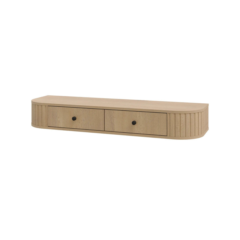 Toaletka Wisząca OVALIO 123cm Dąb Cremona – Ryflowana z Szufladami Milo Furniture