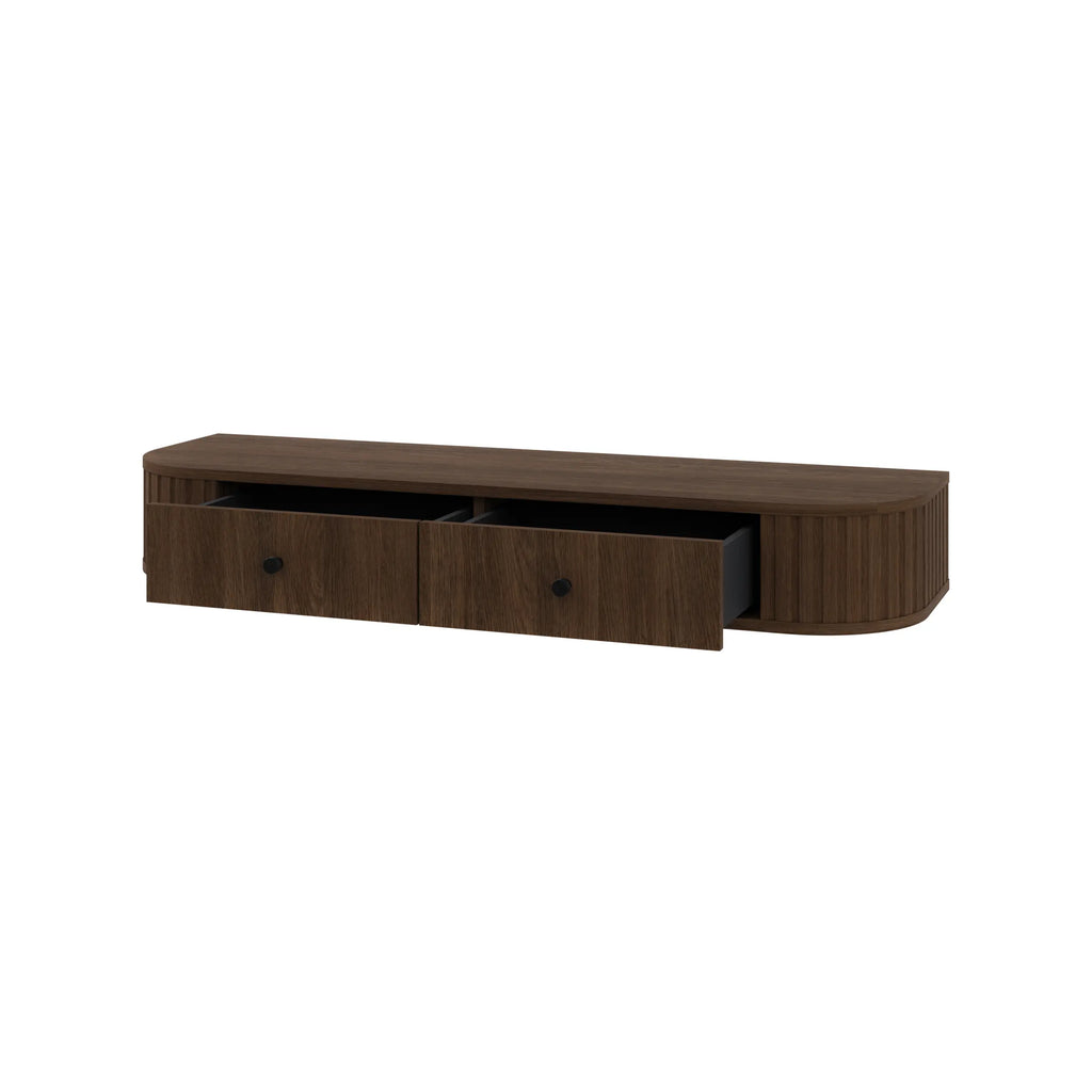 Toaletka Wisząca OVALIO 123cm Dąb Dunin – Ryflowana z Szufladami Milo Furniture