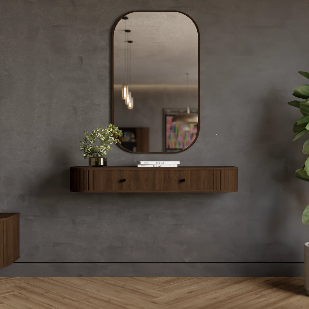 Toaletka Wisząca OVALIO 123cm Dąb Dunin – Ryflowana z Szufladami Milo Furniture