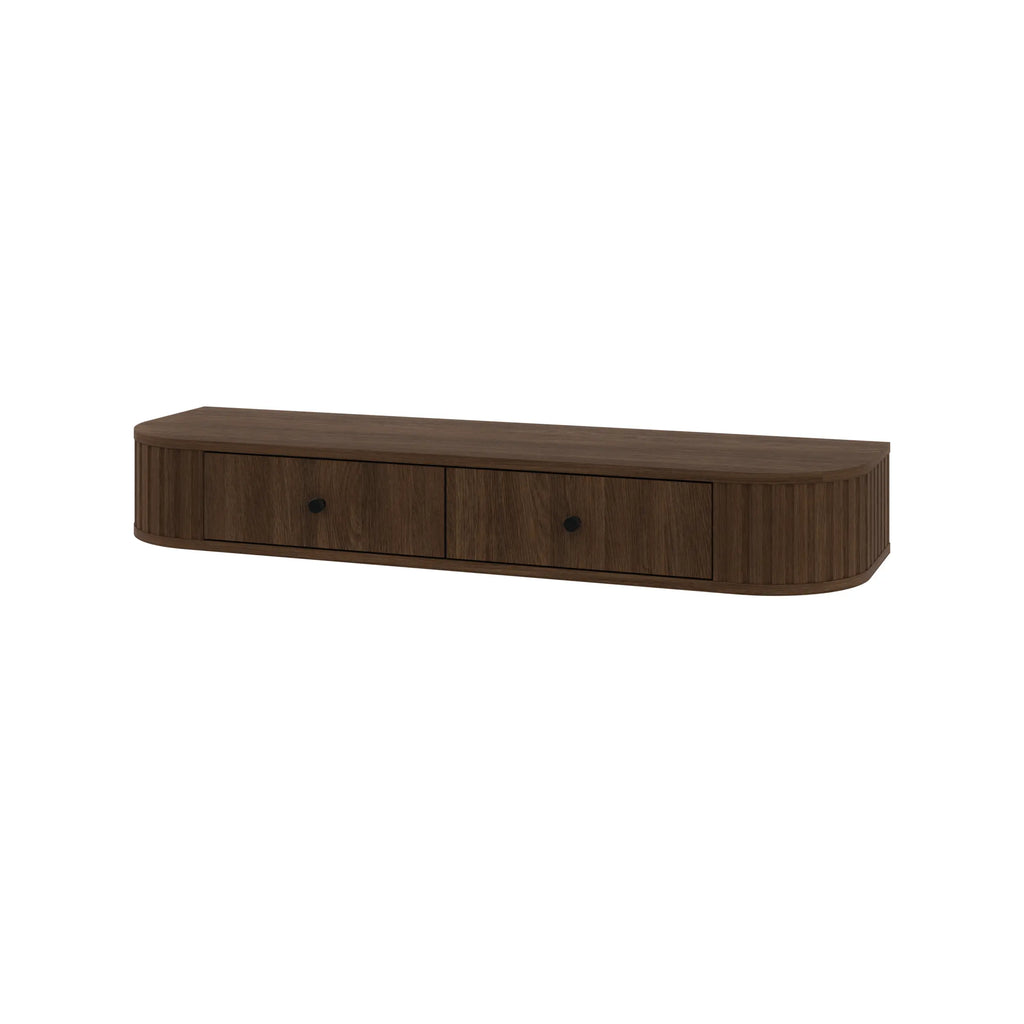 Toaletka Wisząca OVALIO 123cm Dąb Dunin – Ryflowana z Szufladami Milo Furniture