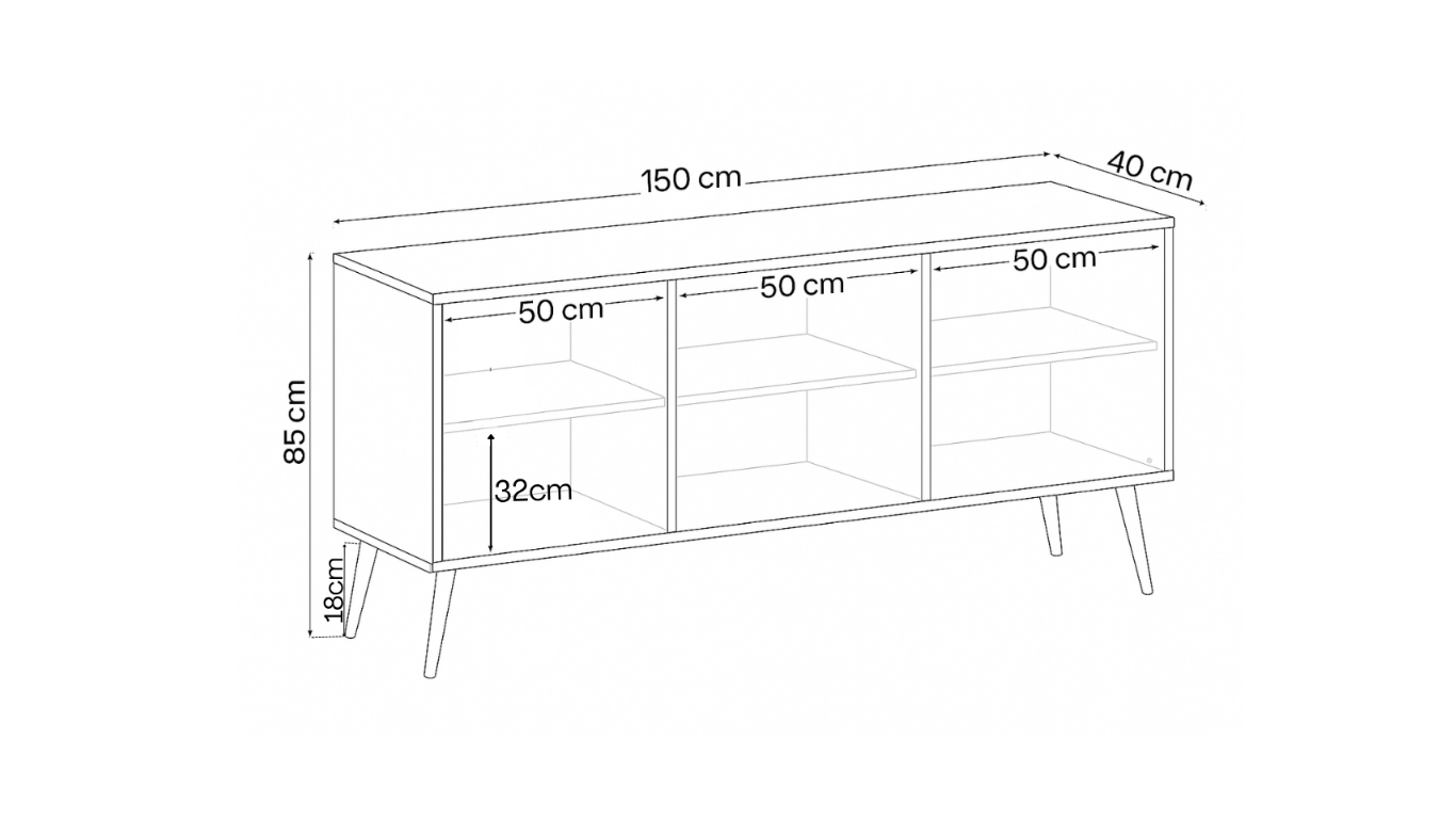 Komoda 150cm trzydrzwiowa Czarna Mia – elegancka komoda w głębokim połysku